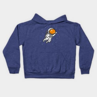 Cute Astronaut Flying In Space Cartoon Kids Hoodie